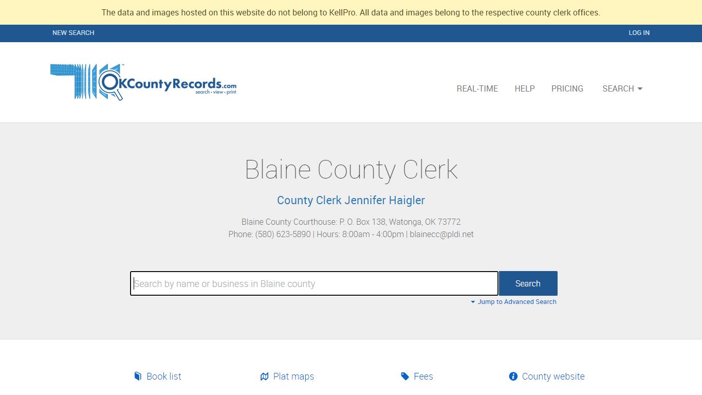 Blaine County | OKCountyRecords.com | County Clerk Public Land Records ...